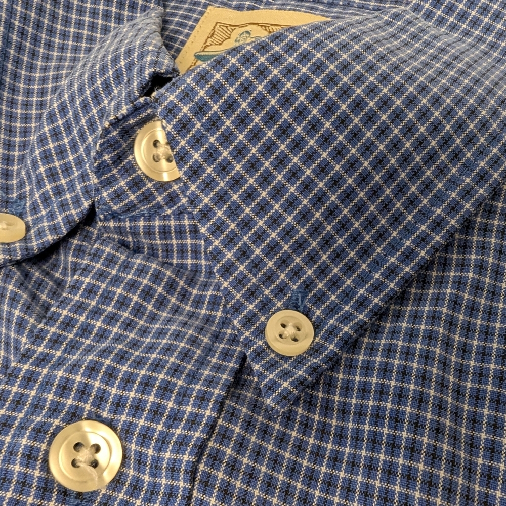 TRAVELSMITH Button Down Shirt Blue Plaid Wrinkle-Free Stretch Tall Large